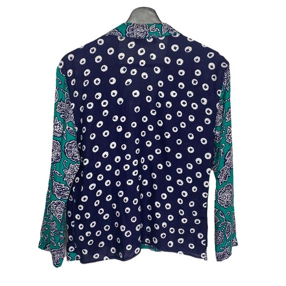 Vintage 90s Express Multi Print Collared Single Button Top Medium - Picture 3 of 9
